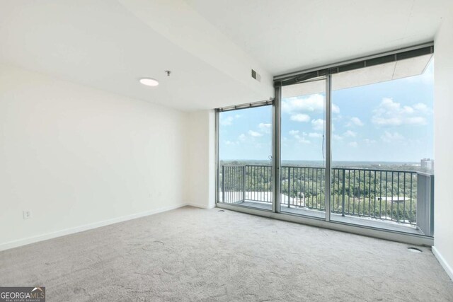 361 17th St NW Unit 1702, Atlanta, GA 30363 - carpeted empty room featuring a wall of windows, plenty of natural light, baseboards, and fire sprinkler in ceiling