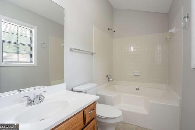 1214 Tyne Way, Stone Mountain, GA 30088 - bathroom featuring toilet, vanity, bathtub / shower combination, and tile patterned floors