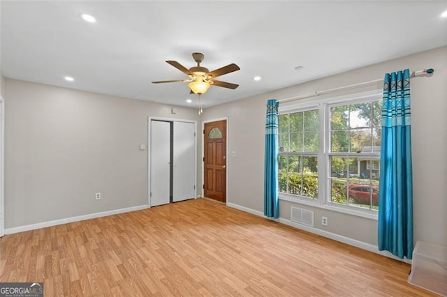 1594 Pine Glen Cir, Decatur, GA 30035 - spare room with light wood-style flooring, ceiling fan, and recessed lighting