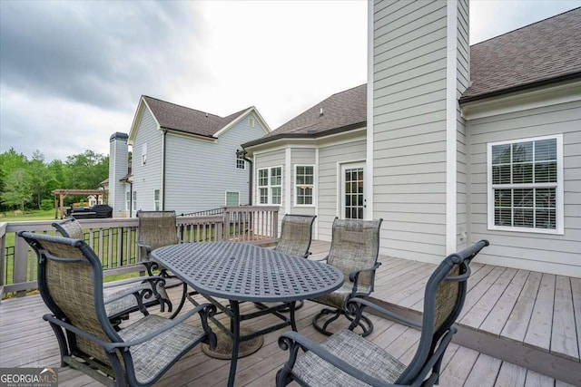 255 Solihull Ln, Athens, GA 30605 - wooden terrace with outdoor dining area