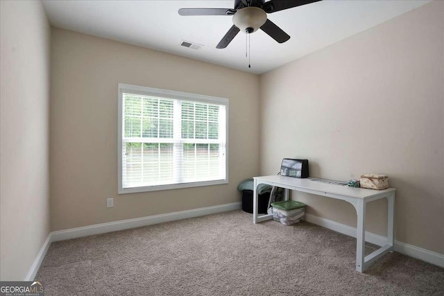 255 Solihull Ln, Athens, GA 30605 - office area with carpet, ceiling fan, and baseboards