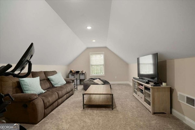 255 Solihull Ln, Athens, GA 30605 - living area with lofted ceiling, light colored carpet, and recessed lighting