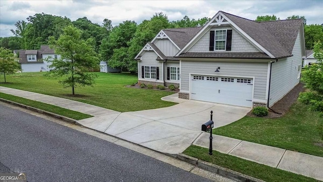 255 Solihull Ln, Athens, GA 30605 - view of front of house featuring concrete driveway, a front yard, a garage, a shingled roof, and board and batten siding