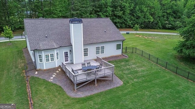 255 Solihull Ln, Athens, GA 30605 - rear view of house with a deck, a chimney, and roof with shingles