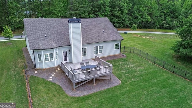 255 Solihull Ln, Athens, GA 30605 - back of property with a deck, a chimney, and a shingled roof