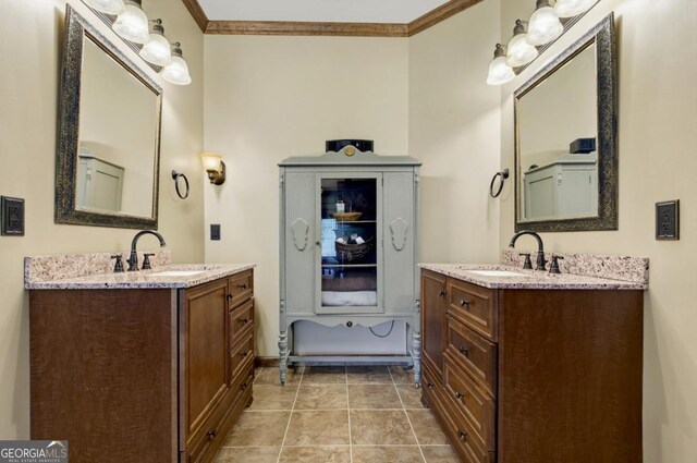312 Sterling Rd, Jasper, GA 30143 - full bathroom with two vanities, crown molding, and baseboards