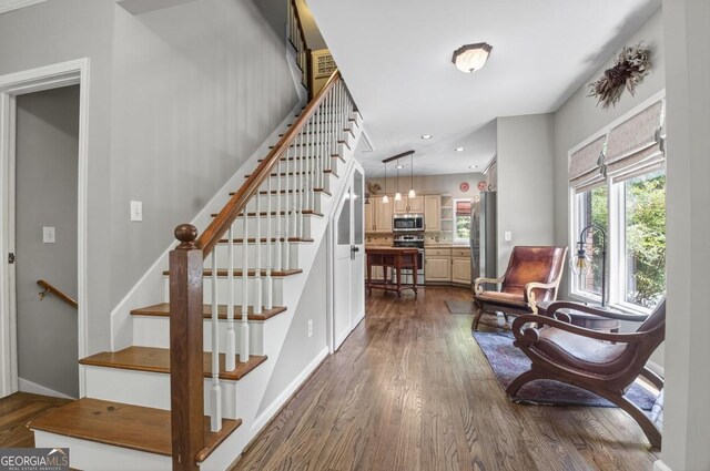 312 Sterling Rd, Jasper, GA 30143 - stairs with wood finished floors, recessed lighting, and baseboards