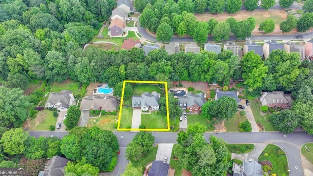 3085 Saint Andrews Dr, Duluth, GA 30096 - aerial overview of property's location featuring nearby suburban area and property parcel outlined