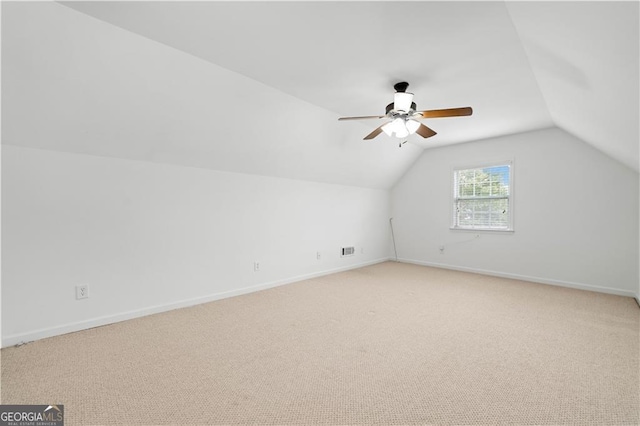 607 Little Shoals Ct, Canton, GA 30115 - bonus room featuring ceiling fan, lofted ceiling, and light carpet