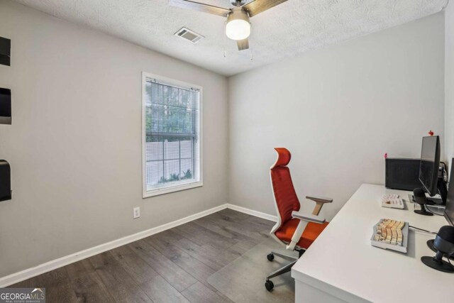2657 Albion Farm Way, Duluth, GA 30097 - office space featuring wood finished floors, a ceiling fan, baseboards, and a textured ceiling