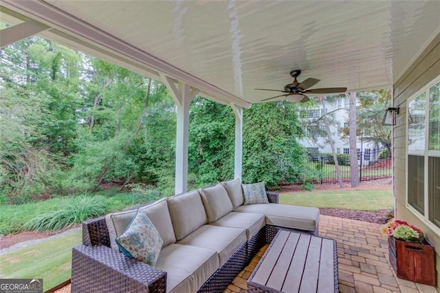 262 Sandhurst Ct, Suwanee, GA 30024 - view of patio with ceiling fan and an outdoor hangout area