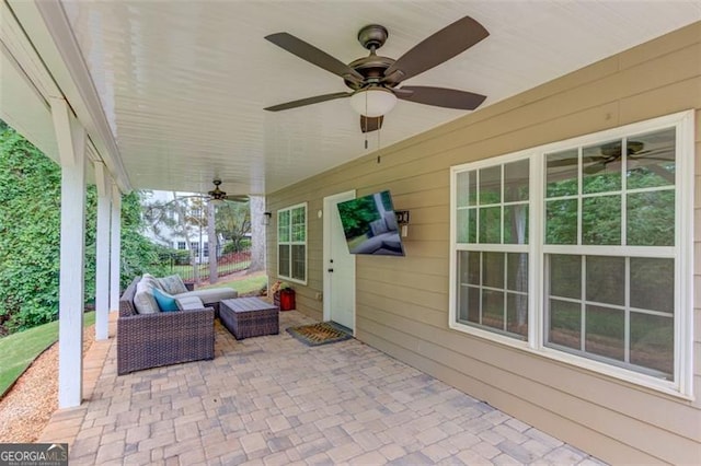 262 Sandhurst Ct, Suwanee, GA 30024 - view of patio with a ceiling fan and an outdoor living space