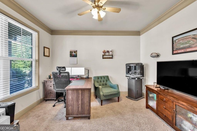 2525 Well Springs Dr, Buford, GA 30519 - office space with healthy amount of natural light, crown molding, light colored carpet, and ceiling fan