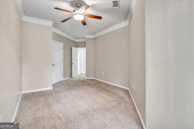 1850 Cotillion Dr Unit 3305, Dunwoody, GA 30338 - spare room featuring a ceiling fan, carpet flooring, ornamental molding, and baseboards