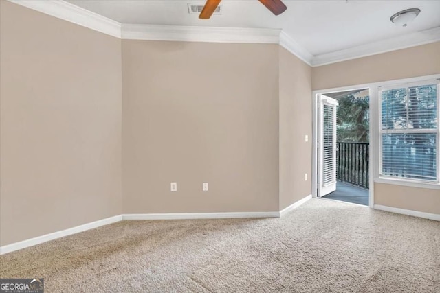 1850 Cotillion Dr Unit 3305, Dunwoody, GA 30338 - spare room featuring crown molding, carpet, a ceiling fan, and baseboards