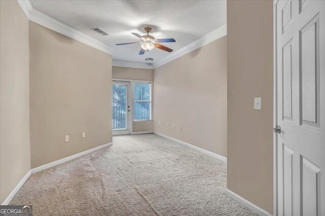 1850 Cotillion Dr Unit 3305, Dunwoody, GA 30338 - carpeted empty room featuring a ceiling fan, crown molding, and baseboards