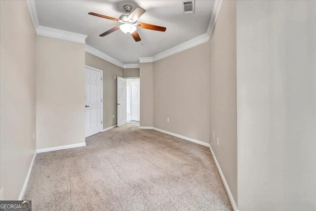 1850 Cotillion Dr Unit 3305, Dunwoody, GA 30338 - spare room featuring a ceiling fan, carpet flooring, ornamental molding, and baseboards