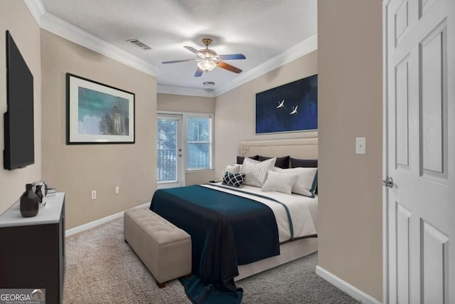 1850 Cotillion Dr Unit 3305, Dunwoody, GA 30338 - bedroom with carpet, crown molding, baseboards, and a ceiling fan