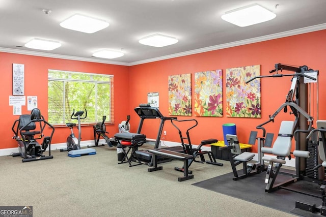 1800 Clairmont Lk Unit 216, Decatur, GA 30033 - exercise room featuring ornamental molding and carpet