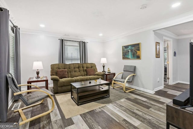 2860 Jefferson St, Austell, GA 30106 - living room with wood finished floors, recessed lighting, and crown molding