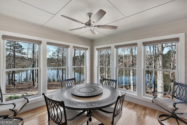 201 Hickory Hill Ln, Martin, GA 30557 - sunroom / solarium featuring a water view and hardwood / wood-style flooring