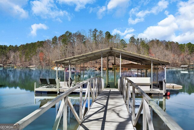 201 Hickory Hill Ln, Martin, GA 30557 - dock area featuring a view of trees and a water view