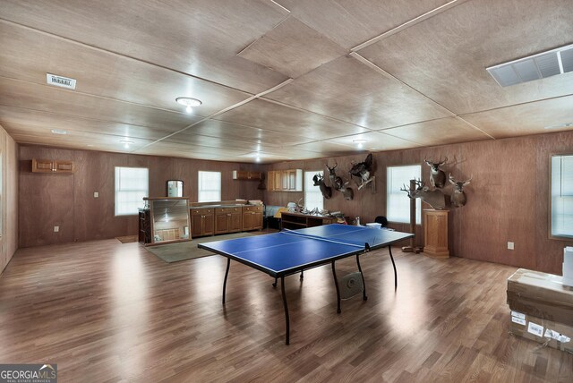 201 Hickory Hill Ln, Martin, GA 30557 - rec room with wood finished floors and wooden walls