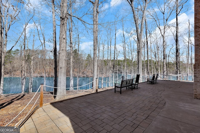 201 Hickory Hill Ln, Martin, GA 30557 - view of patio / terrace with a water view
