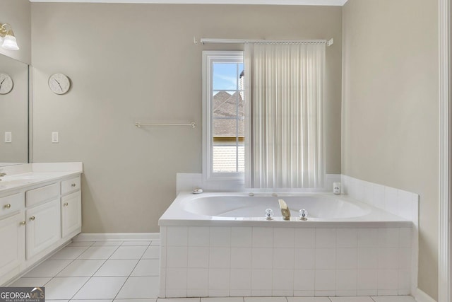 6302 Manassas Pass NW, Acworth, GA 30101 - bathroom featuring vanity, a bath, and tile patterned floors