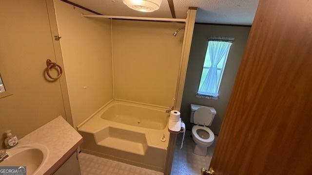 279 Baker Cir SE, Calhoun, GA 30701 - bathroom with toilet, vanity, tile patterned floors, and shower / tub combination
