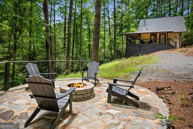 25 Hidden Ridge Ct, Cherry Log, GA 30522 - view of patio featuring an outdoor fire pit