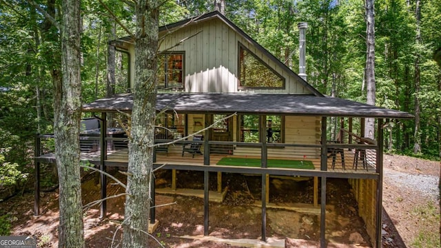25 Hidden Ridge Ct, Cherry Log, GA 30522 - back of property featuring a deck and board and batten siding