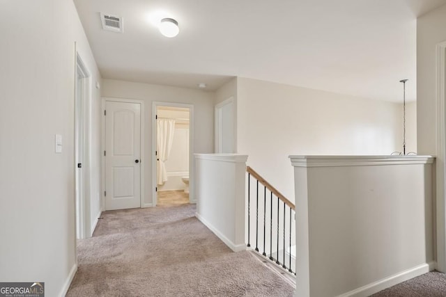 203 Creek View Ln, Acworth, GA 30102 - hallway with carpet and an upstairs landing