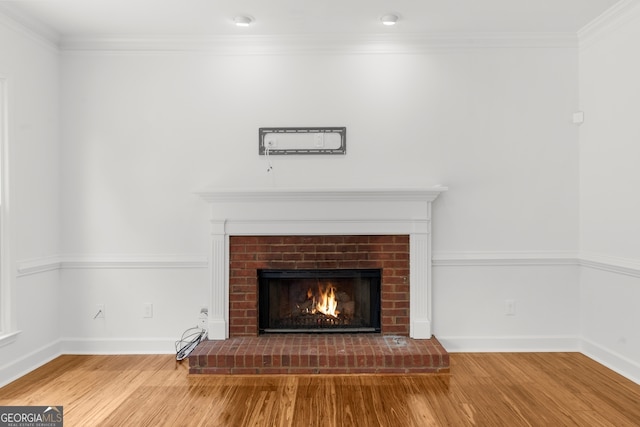 10865 Misty Moon Ct, Alpharetta, GA 30022 - detailed view of wood finished floors, a fireplace, and ornamental molding
