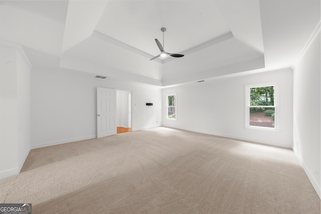10865 Misty Moon Ct, Alpharetta, GA 30022 - unfurnished room with a tray ceiling, light colored carpet, and ceiling fan