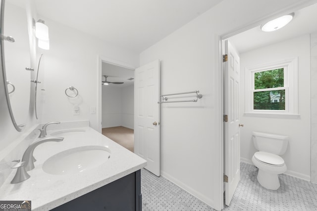 10865 Misty Moon Ct, Alpharetta, GA 30022 - full bathroom featuring double vanity, tile patterned floors, and a ceiling fan