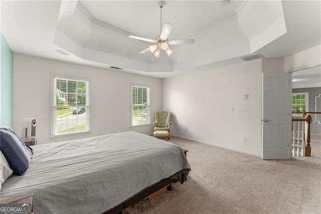 2342 Tall Timbers Ln, Marietta, GA 30066 - bedroom featuring a raised ceiling, carpet, ceiling fan, and baseboards