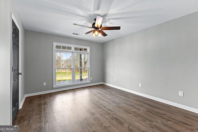 810 Callaway Church Rd, Lagrange, GA 30241 - empty room featuring a ceiling fan and dark wood-style flooring