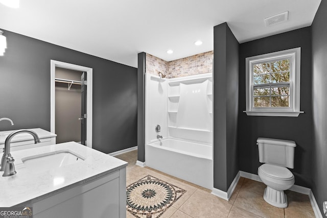 810 Callaway Church Rd, Lagrange, GA 30241 - bathroom with vanity, shower / tub combination, tile patterned flooring, and recessed lighting