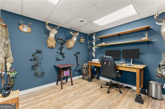 437 Jewell Slaton Rd, Dawsonville, GA 30534 - office space featuring a drop ceiling, wood finished floors, and baseboards