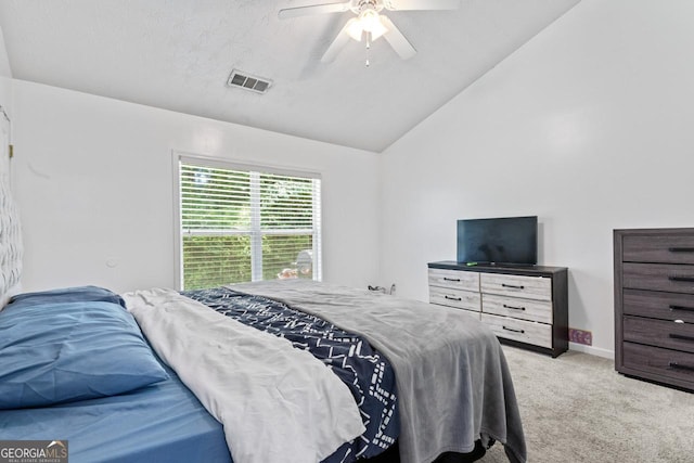 11581 Kades Trl, Hampton, GA 30228 - bedroom featuring light carpet, lofted ceiling, ceiling fan, and baseboards
