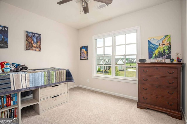 7345 Vale Ct, Cumming, GA 30028 - bedroom with baseboards, light colored carpet, and ceiling fan