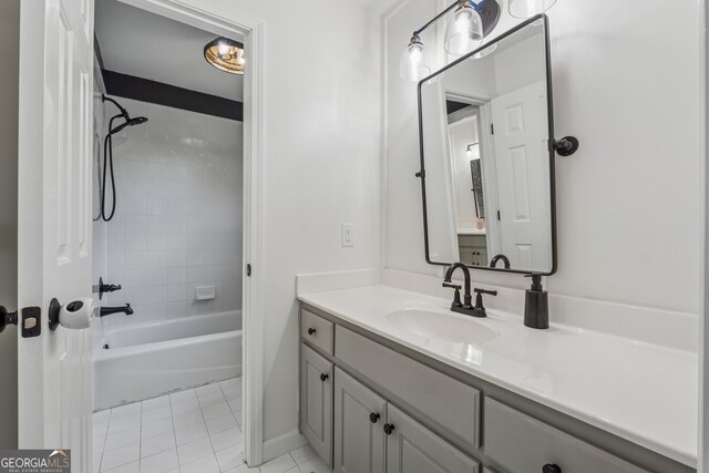 712 Brookshade Pkwy, Alpharetta, GA 30004 - bathroom with vanity, tile patterned floors, shower / bath combination, and baseboards