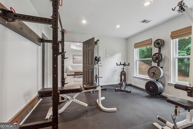 712 Brookshade Pkwy, Alpharetta, GA 30004 - exercise room featuring recessed lighting and baseboards