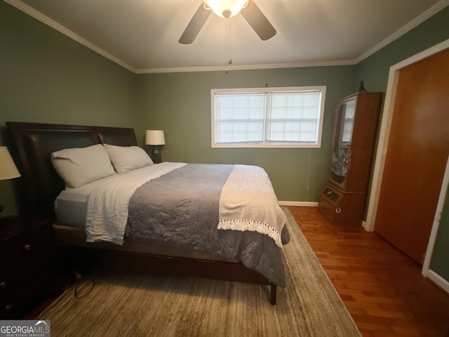 746 Thomas Rd, Trion, GA 30753 - bedroom featuring wood finished floors, ornamental molding, and a ceiling fan