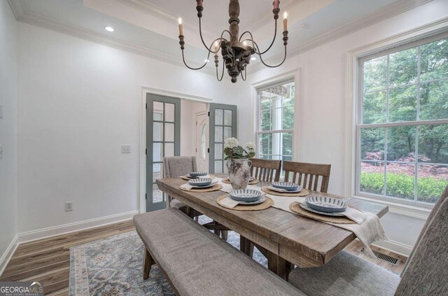 1488 Pleasant Hill Rd NE, Ranger, GA 30734 - dining space with plenty of natural light, wood finished floors, crown molding, a chandelier, and baseboards