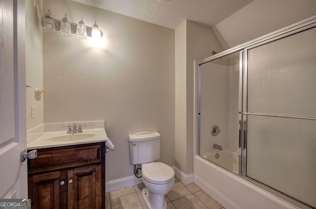 1488 Pleasant Hill Rd NE, Ranger, GA 30734 - bathroom with toilet, tile patterned flooring, vanity, combined bath / shower with glass door, and a textured ceiling