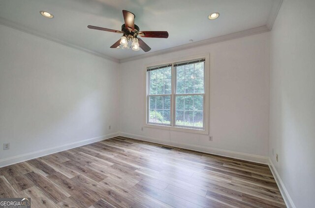 1488 Pleasant Hill Rd NE, Ranger, GA 30734 - empty room with ornamental molding, ceiling fan, recessed lighting, wood finished floors, and baseboards