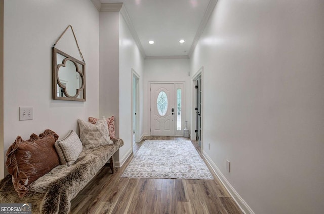 1488 Pleasant Hill Rd NE, Ranger, GA 30734 - entryway featuring ornamental molding, wood finished floors, baseboards, and recessed lighting
