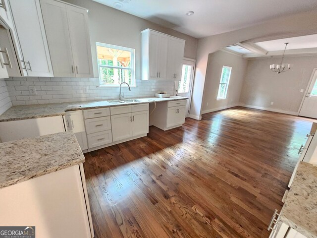 55 Etheridge Rd, Temple, GA 30179 - kitchen with a sink, plenty of natural light, dark wood-style floors, and a chandelier